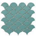 Fish Scale Glossy Aqua Green Mosaic Tiles