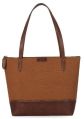 TAN / BROWN CANVAS / LEATHER TOTE BAG