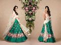 Green Fabzone Designer Raw Silk Multicolor Resham Thread Embroidery Lehenga Choli
