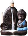 Resin Meditating Baby Buddha Waterfall Backflow Incense Cone Holder