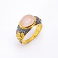 925 Sterling Silver Gold Plated &amp;amp; Black Rhodium Two Tone Ring
