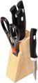 Plain Polished Stainless Steel wooden stand knife scissor set