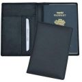 Black Plain Leather Passport Holder