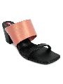 Ladies Pink and Black Block Heel Sandals