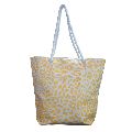 Twisted Rope Handle Printed Design 100 % Cotton Canvas Tote Bag
