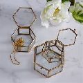 Hexagon glass jewelry boxes