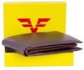 Bi Fold Fashion Villa Brown Plain Rectangular Polished .60 leather wallet