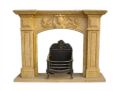 Yellow stone carving fireplace