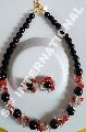 Red & Black Stone Necklace Set