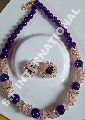 White & Purple Stone Necklace Set