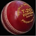 World Sports Red power leather cricket ball