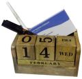 Wooden Table Calendar with Card Holder