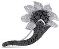 4.98 Carat Black Diamond Flower Brooch In 14k White Gold