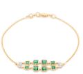 Precious Emerald with Diamond 18K Yellow Gold Bracelet