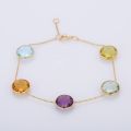 Semi Mix Stone Adjustable 18K Yellow Gold Bracelet