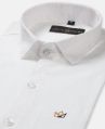 MEN'S WHITE REGULAR FIT JACQUARD COTTON SHIRT