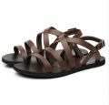 Leather Upper Rubber Sole mens brown leather strappy gladiator sandals