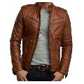 Brown Plain Mens Leather Jacket