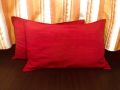 Khadi Cotton Rectangle Plain red pillow covers