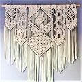 Rectangular White Embroidered macrame cotton wall hangings