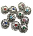 Rondelle Antique Silver german silver stone beads