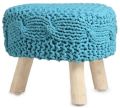 Wooden Leg Cotton Rope Knitted Stool Ottoman