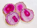 Round Oval Plain Polished Swara crystal Agate stones gemstone pink agate tea coaster