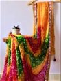 Multicolor Printed cotton hand work sarees