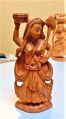 Brown Polished wooden carved lady statue