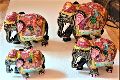 Printed Polished wooden multi color elephant statue