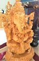 Brownish Carved 200-400 gm wooden polished ganesh statue