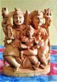 Brown Carved Polished wooden shiv parivar statue