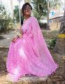 Khadi Cotton Plain Zari Work zari pink stripes cotton saree