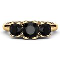 Art Deco Three Stone Ring In 14k Due Gold Total 1.35 Carat Weight