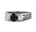 White Gold Three Stone Engagement Ring In 14k Total 1.60 Carat