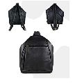 Black Casual Leather Shoulder Backpack
