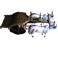 Polished White and Wooden Brown Wooden Bullock Cart
