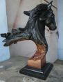 Natural Wood Teak Multicolored Printed Polished Hand Carving Originally wooden horse head statue