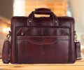 Genuine Leather Expandable Office Messenger Laptop brown Messenger Bag