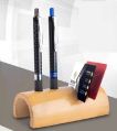 Bamboo Card Holder with Double Pen Holder