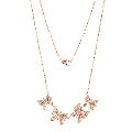 Gold Four Butterfly Diamond Necklace