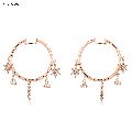 Rose Gold Hoops With Multiple Hanging Diamond Charms
