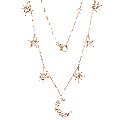 Rose Gold Star and Half Moon Charm Diamond Necklace