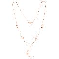Rose Gold Star and Moon Charm Diamond Necklace