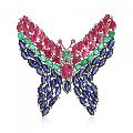 Sterling Silver Colorstone Butterfly Brooch/Pendent