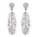 Sterling Silver Diamond Leaf Earrings