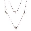 Sterling Silver Moon and Star Diamond Necklace