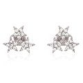 Sterling Silver Pave Diamond Triple Star Studs