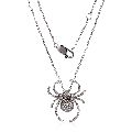 Sterling Silver Spider Diamond Pendant with Chain