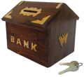 House Shaped Wooden Money Bank Box